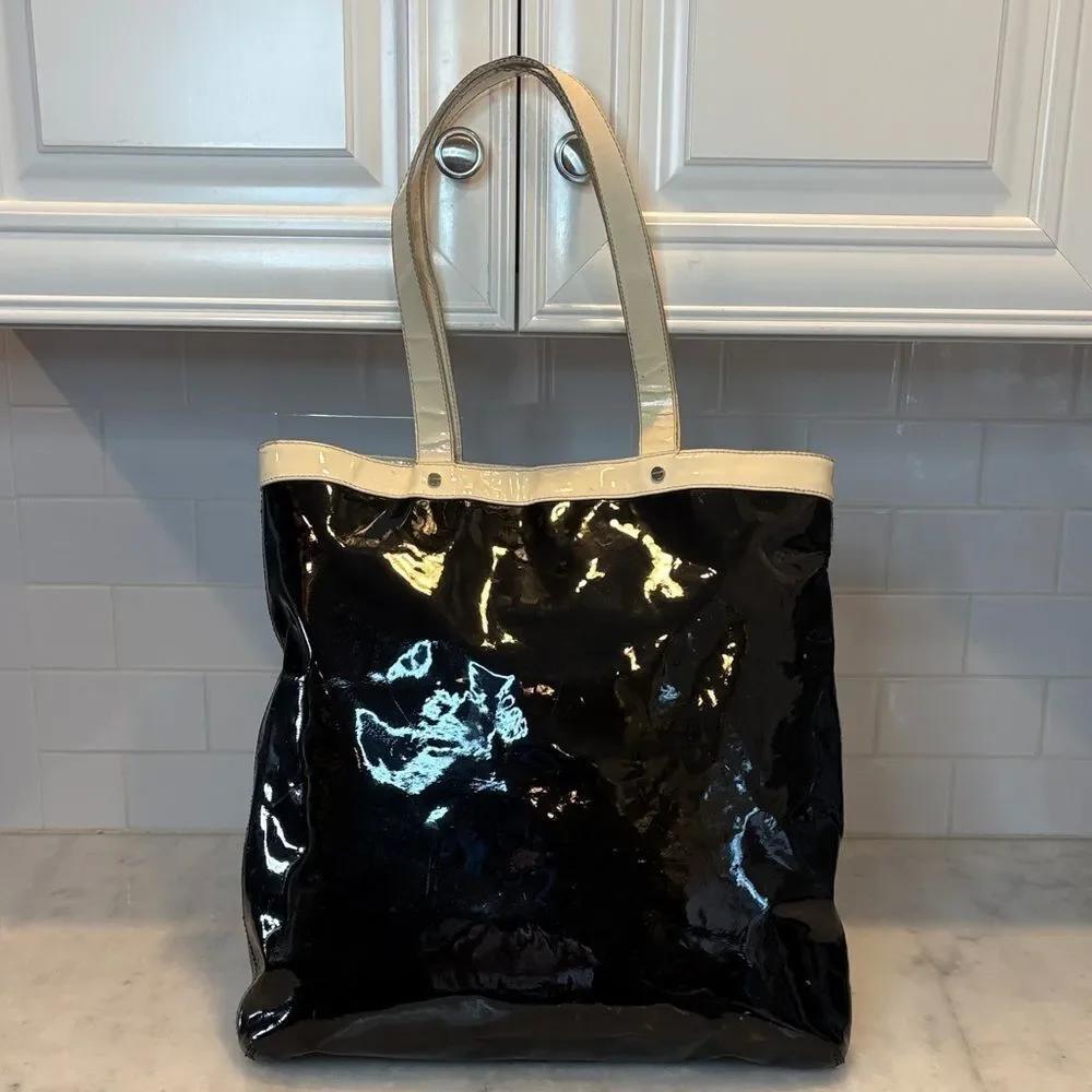 Tory Burch Bag Purse Handbag Tote Logo Patent Leather XL Designer Bag